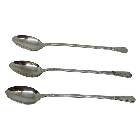 Midcentury Modern 1939 Court Silver Plate 7 5/8” Iced Tea Spoons Set Of Three - Picture 3 of 11
